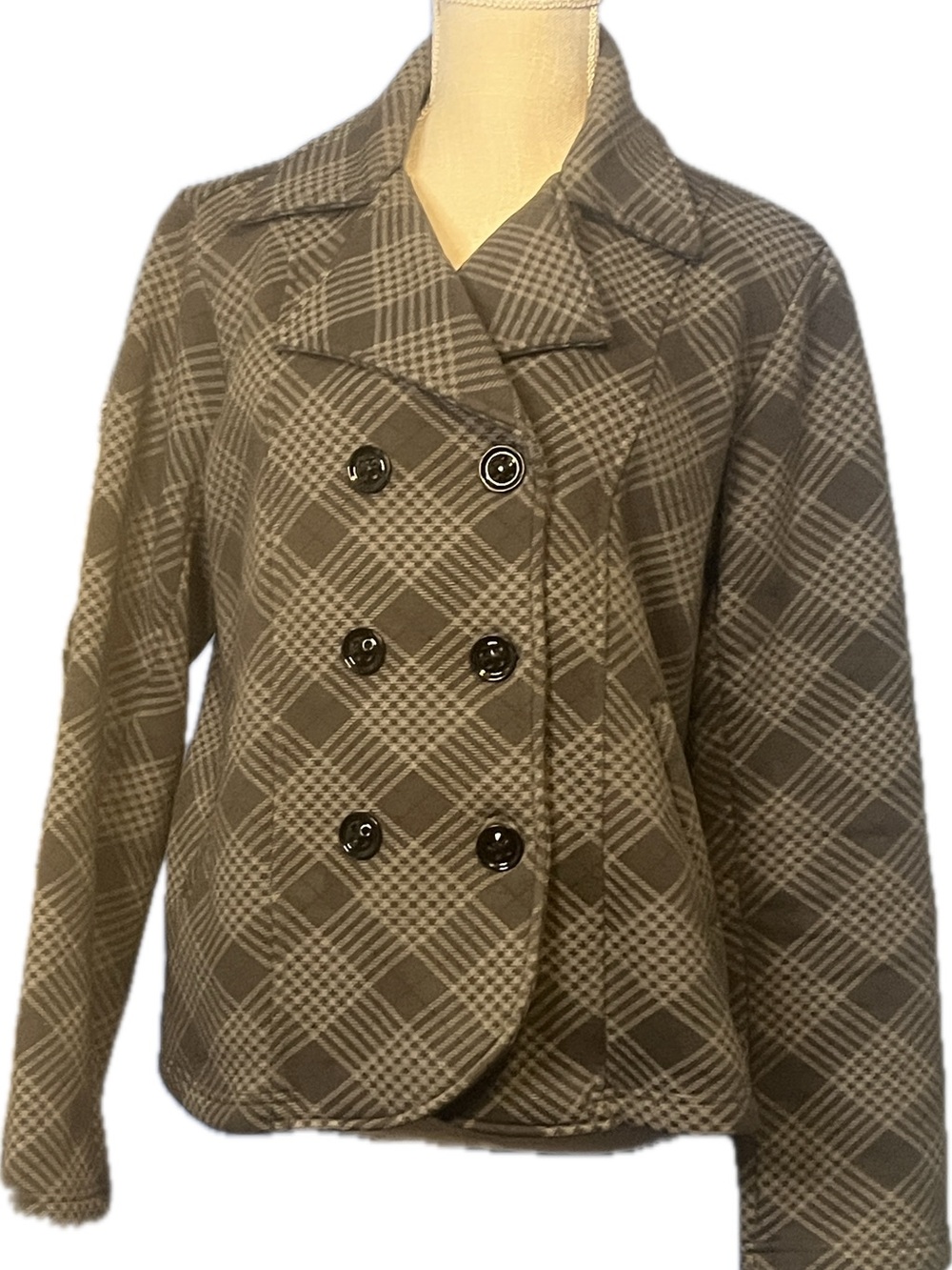 Cato Plaid Cotton-Blend Jacket in Gray & Black, Medium